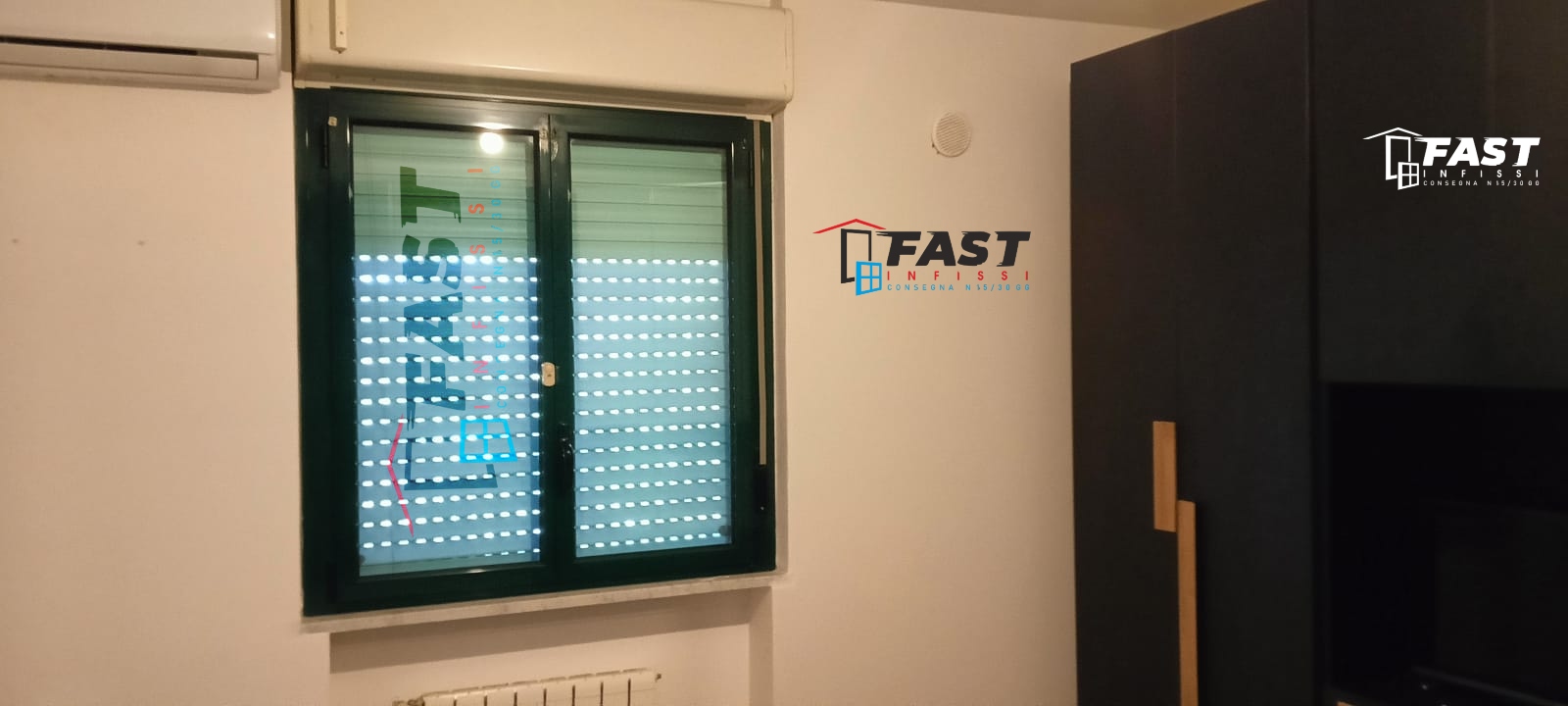 Fornitura e messa in opera di finestra in PVC doppio vetro color verde Piana Battola Spezia