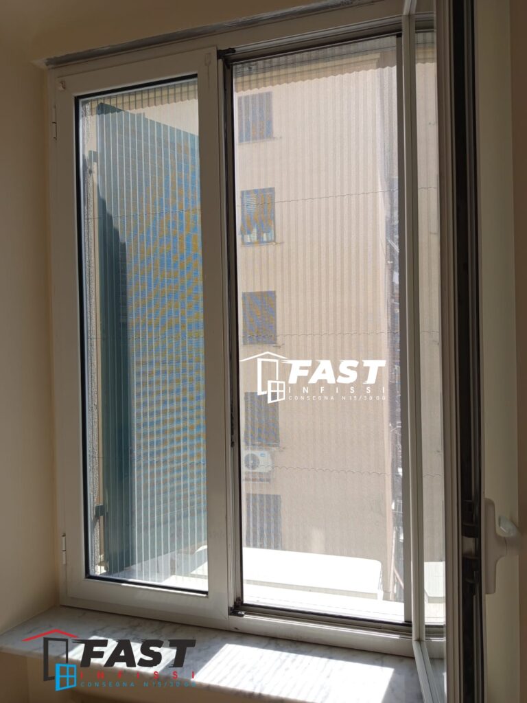 Fornitura e messa in opera di nuove zanzariere plisse in acciaio rinforzato 26-08-25 Genova Nervi